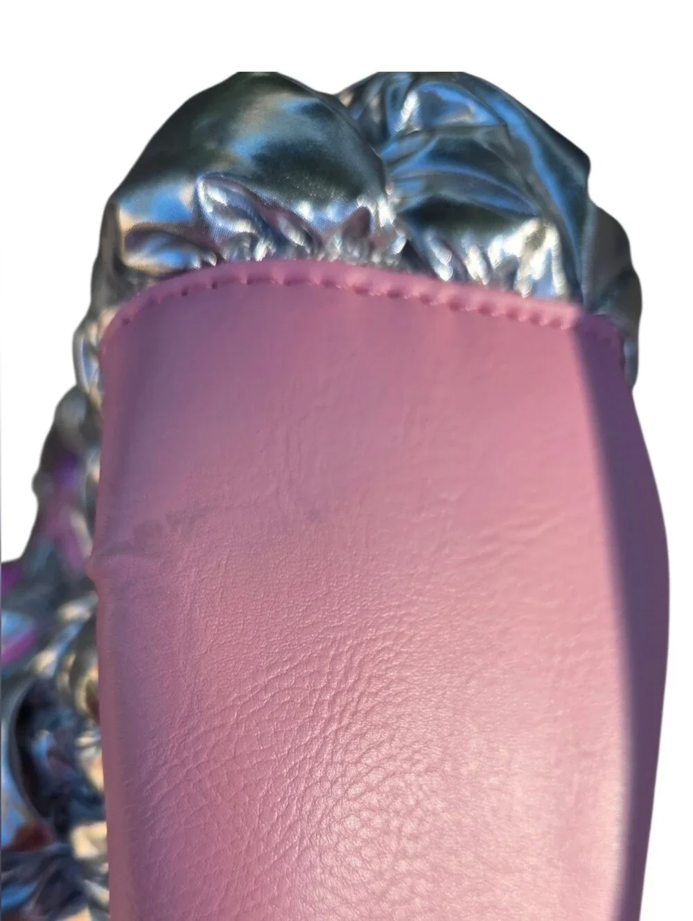 OMG - Kids Scrunch Metallic Silver & Pink Heart Strap Backpack